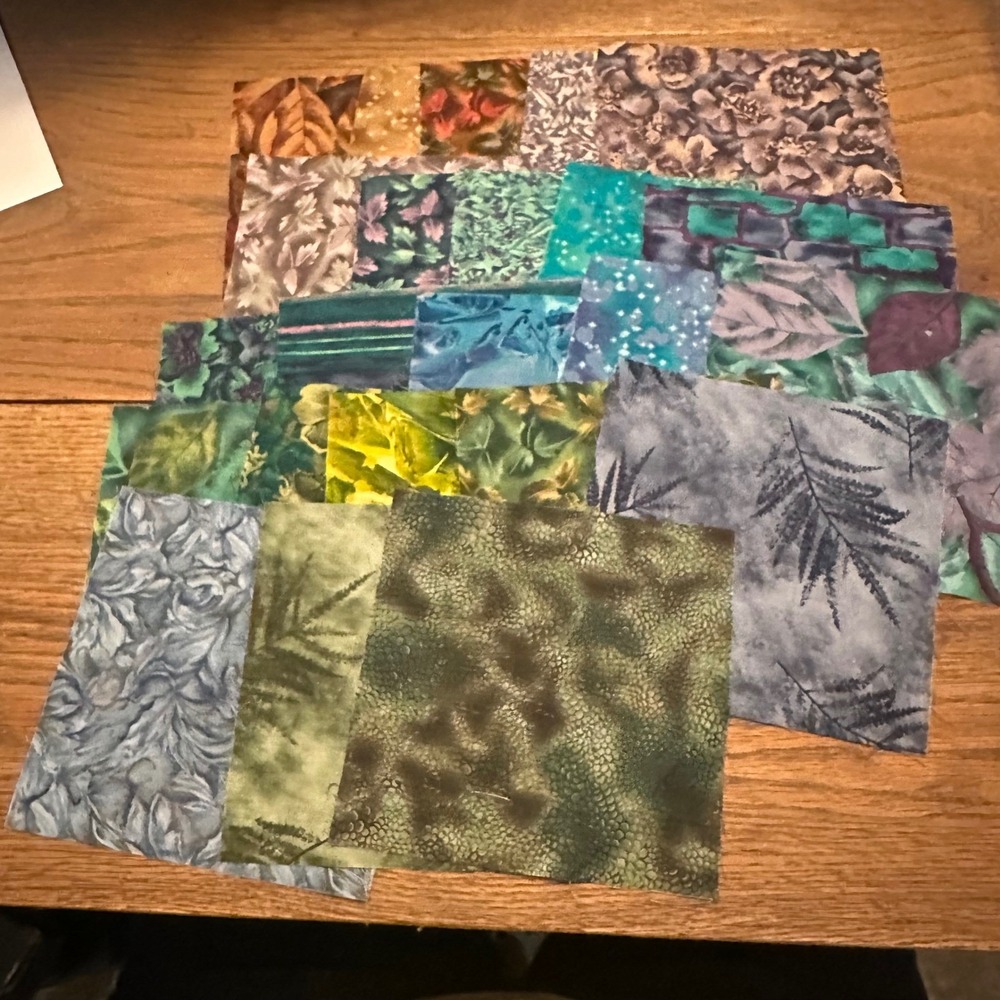 23 Precut 6 Inch Cotton Fabric Squares Batik Nature Leaf Floral Quilt Patchwork
